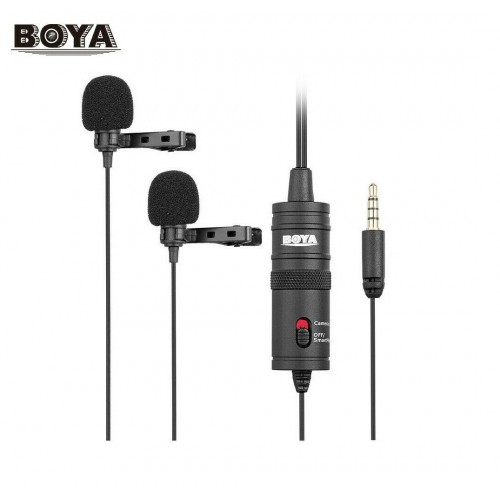 Двойной петличный универсальный микрофон со стерео разъем для камеры Boya BY-M1DM