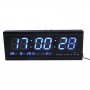 Электронные часы-табло размером 48х19 см (ЧЧ, ММ, СС + календарь, термометр), синий цвет